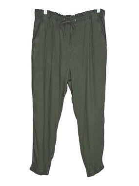 Women's Linen Blend Jogger Pant with Drawstring Waist | Olive | Large